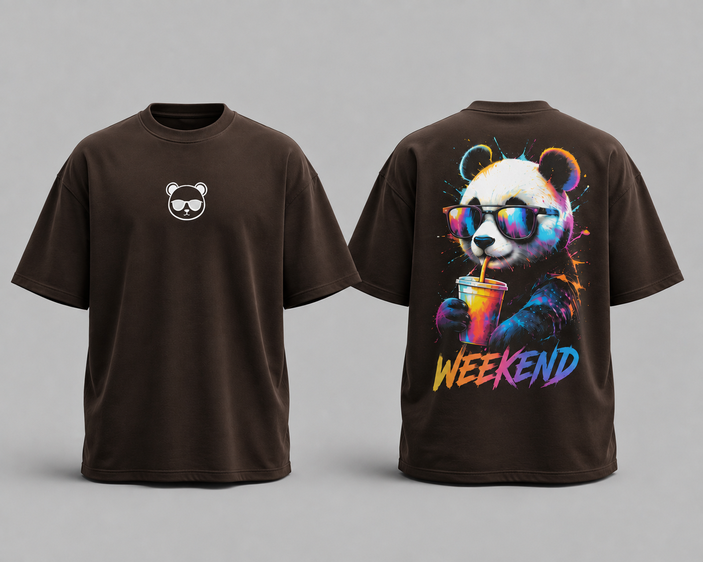 Weekend Cute Panda Oversized Cotton T Shirt