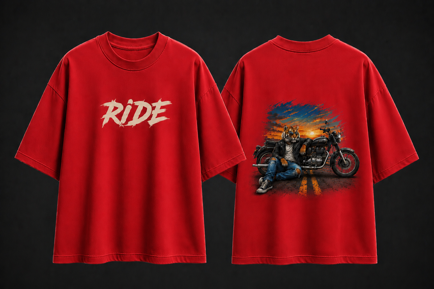 Rider Tiger Oversized Cotton T Shirt