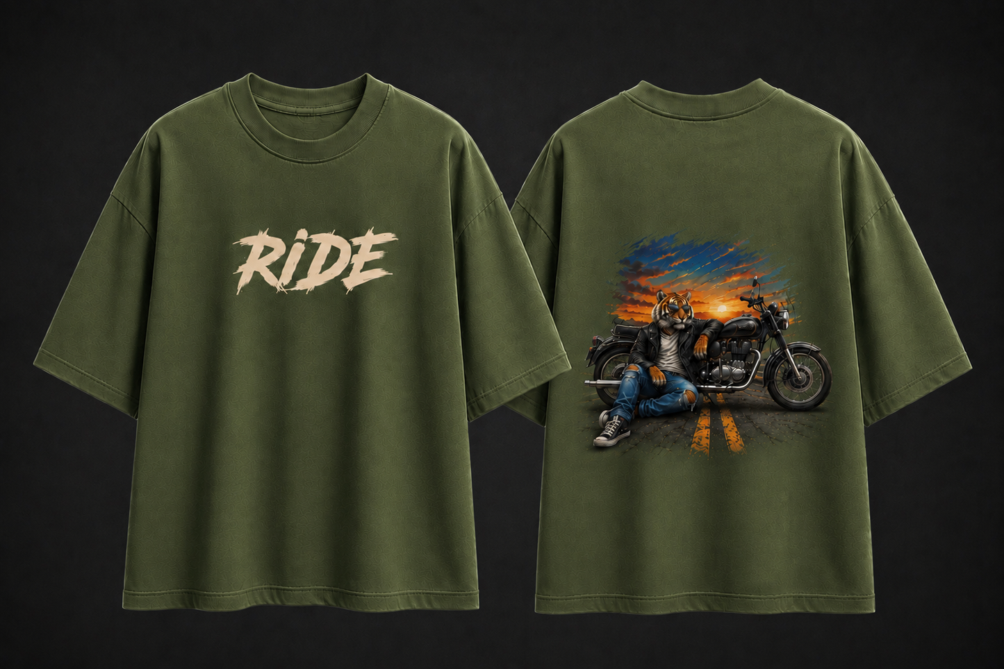 Rider Tiger Oversized Cotton T Shirt