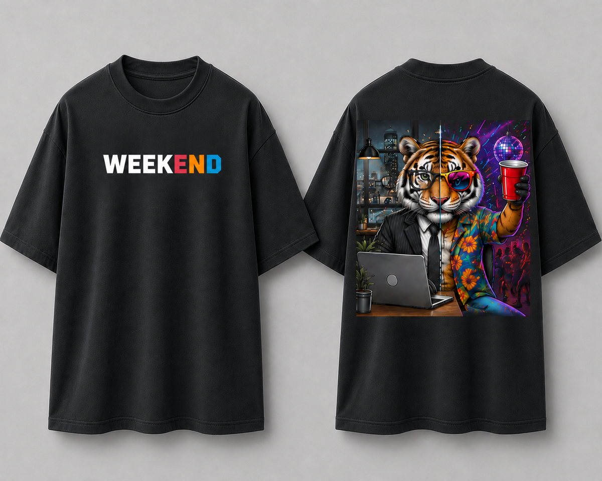 Weekend Tiger Dual Persona Oversized T Shirt