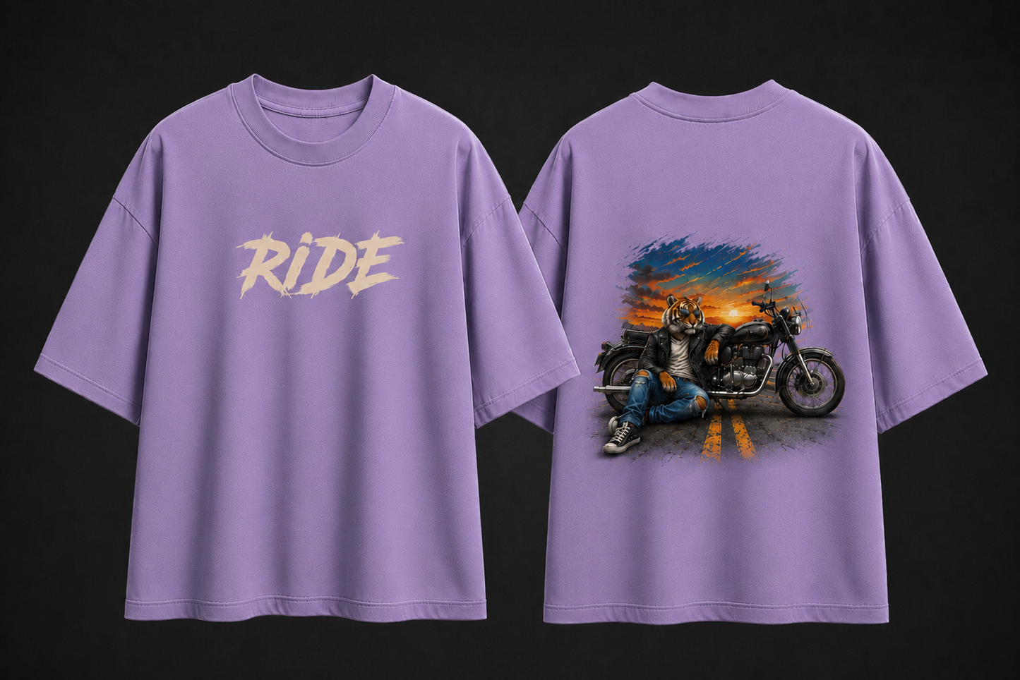 Rider Tiger Oversized Cotton T Shirt