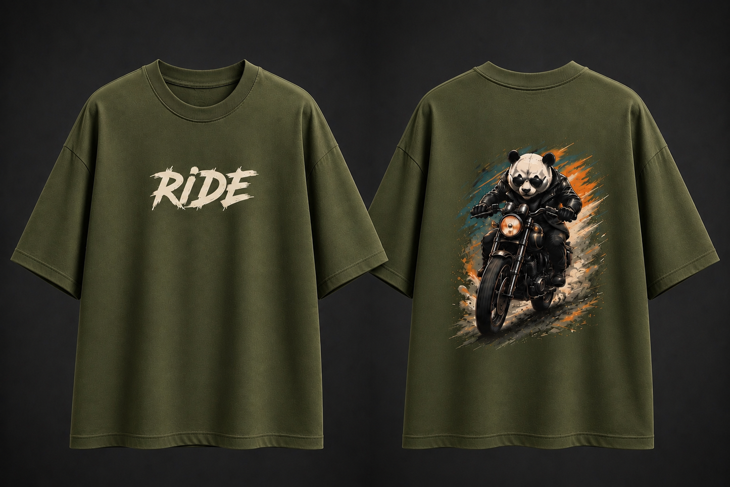 Panda Rider Oversized Cotton Shirt