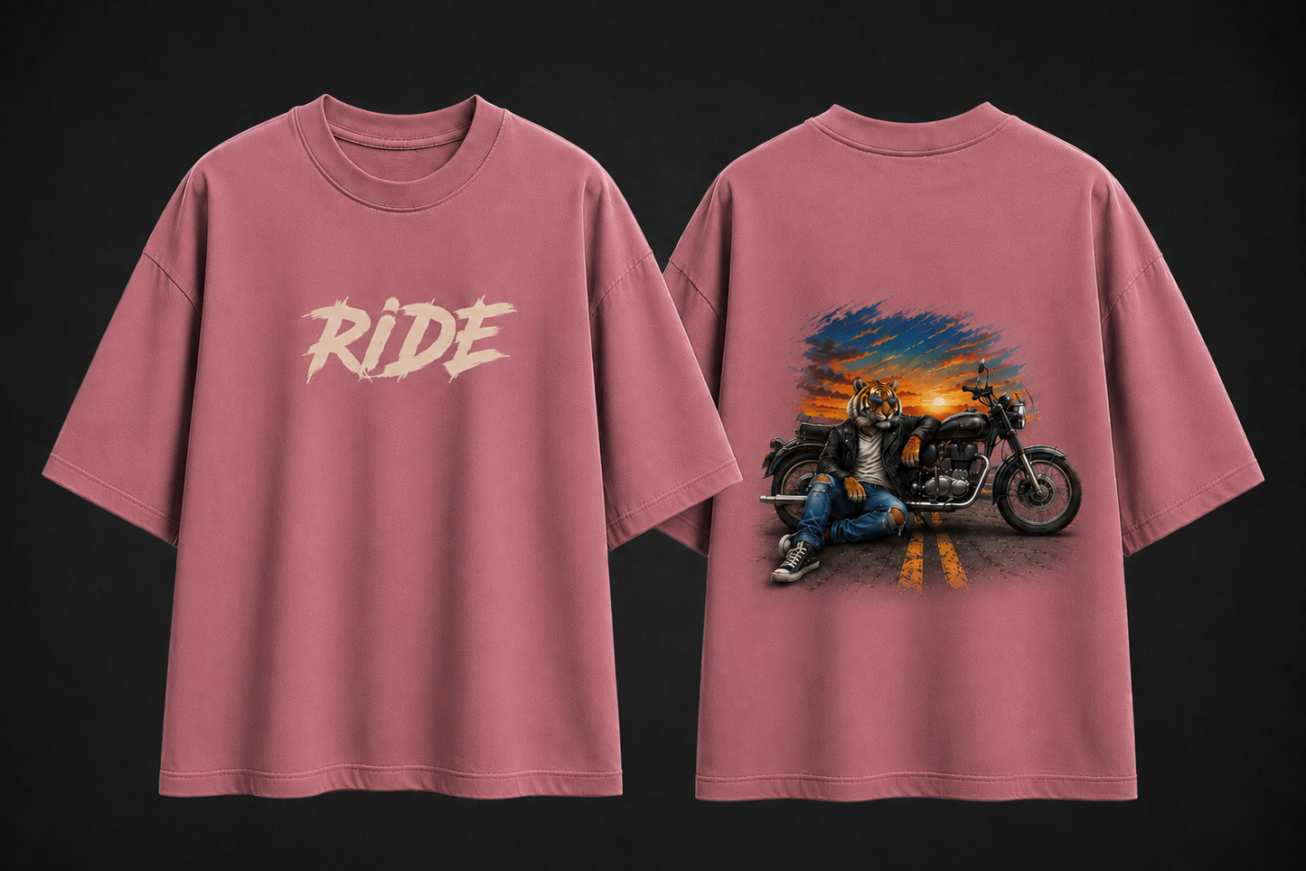 Rider Tiger Oversized Cotton T Shirt