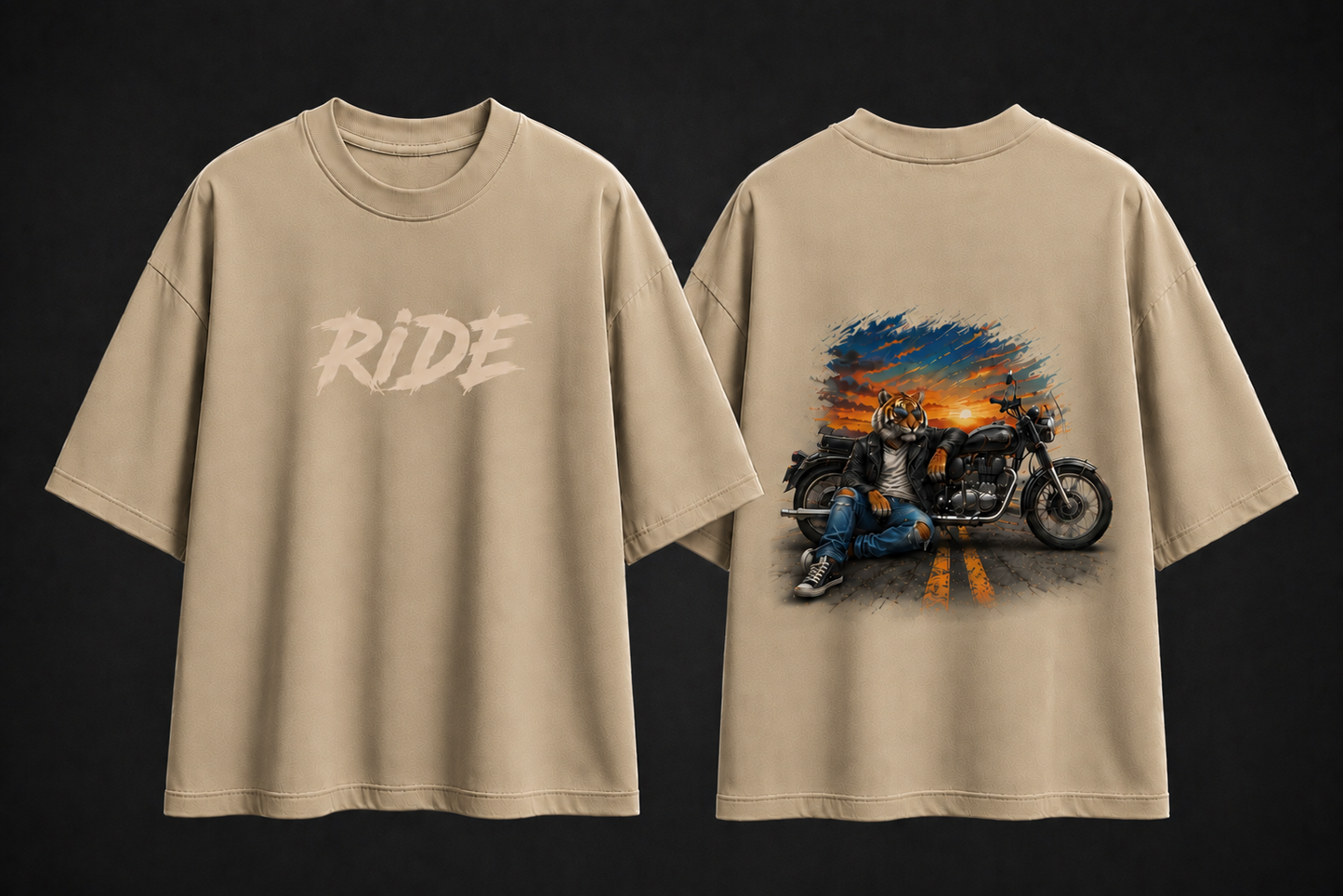 Rider Tiger Oversized Cotton T Shirt