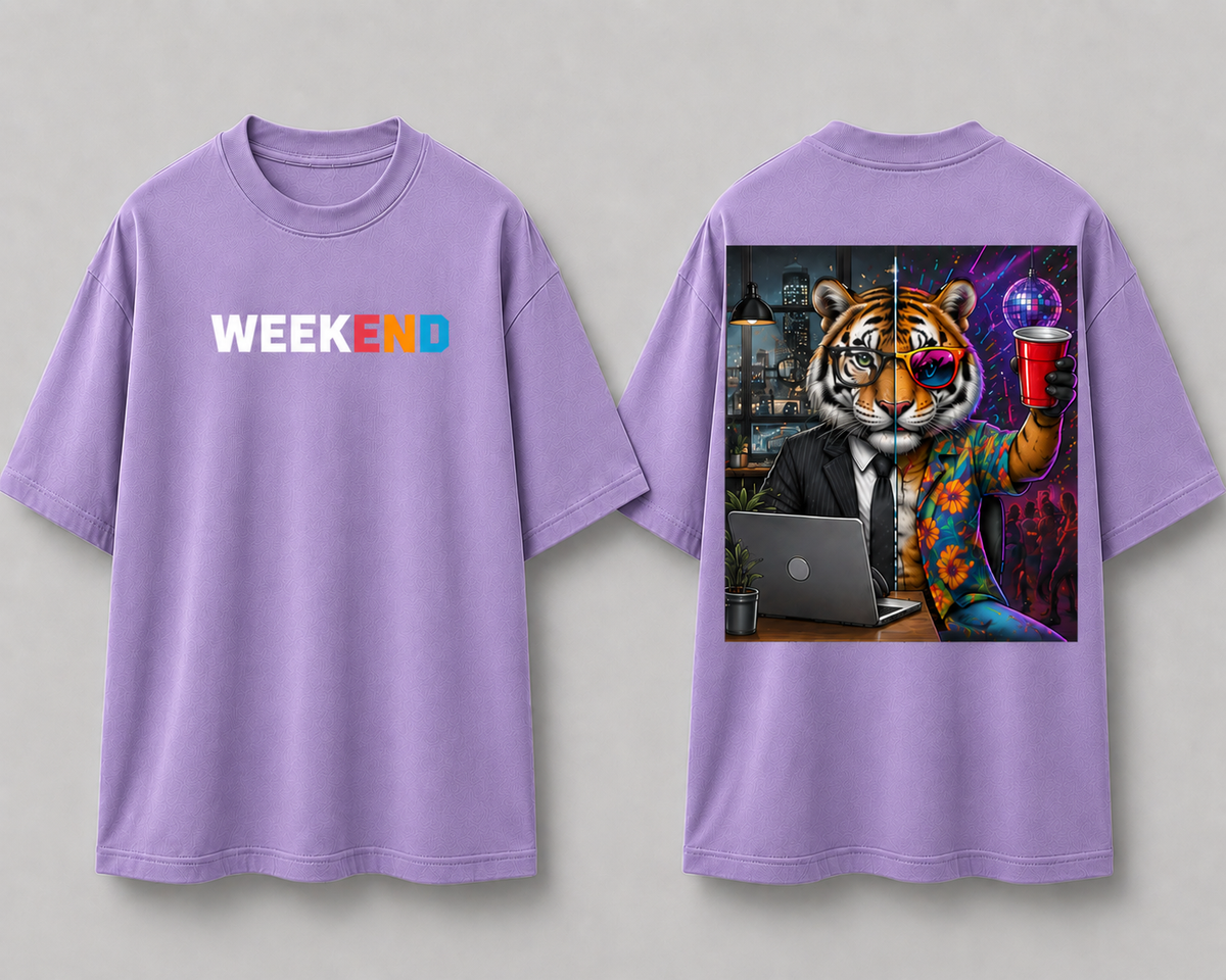 Weekend Tiger Dual Persona Oversized T Shirt