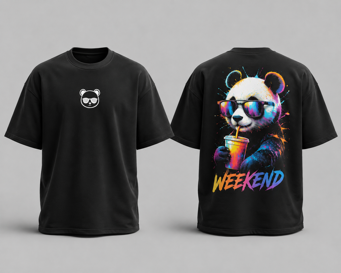 Weekend Cute Panda Oversized Cotton T Shirt