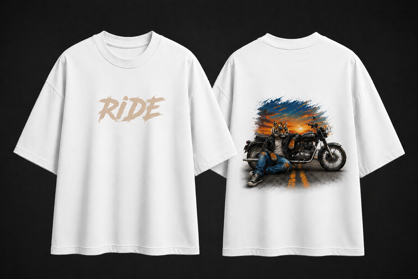 Rider Tiger Oversized Cotton T Shirt