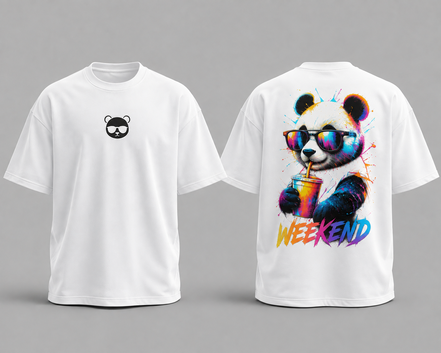 Weekend Cute Panda Oversized Cotton T Shirt