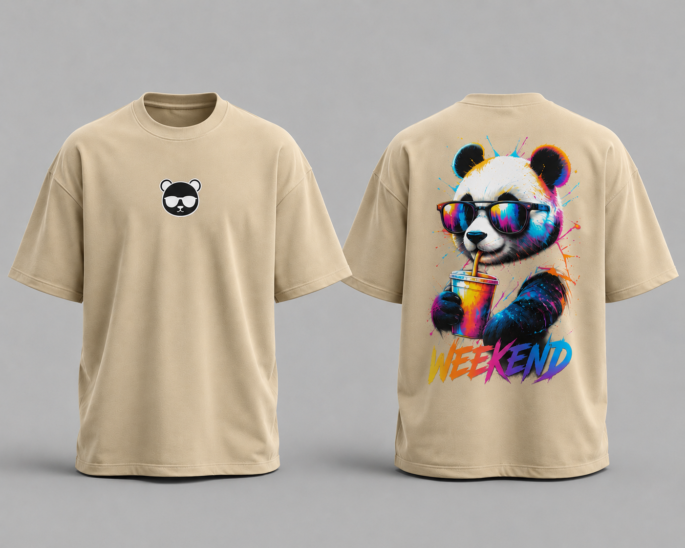 Weekend Cute Panda Oversized Cotton T Shirt