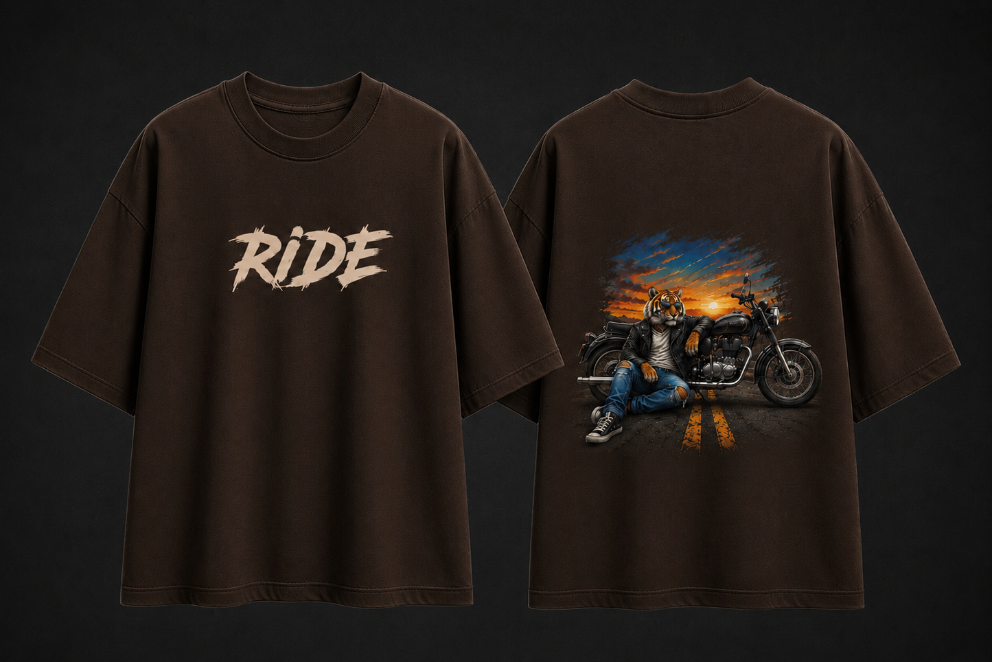 Rider Tiger Oversized Cotton T Shirt