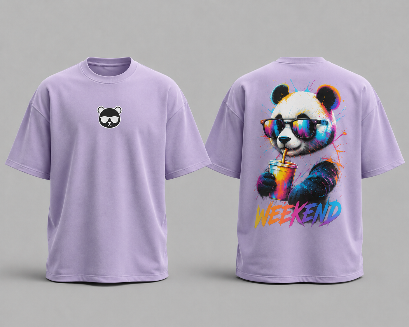 Weekend Cute Panda Oversized Cotton T Shirt