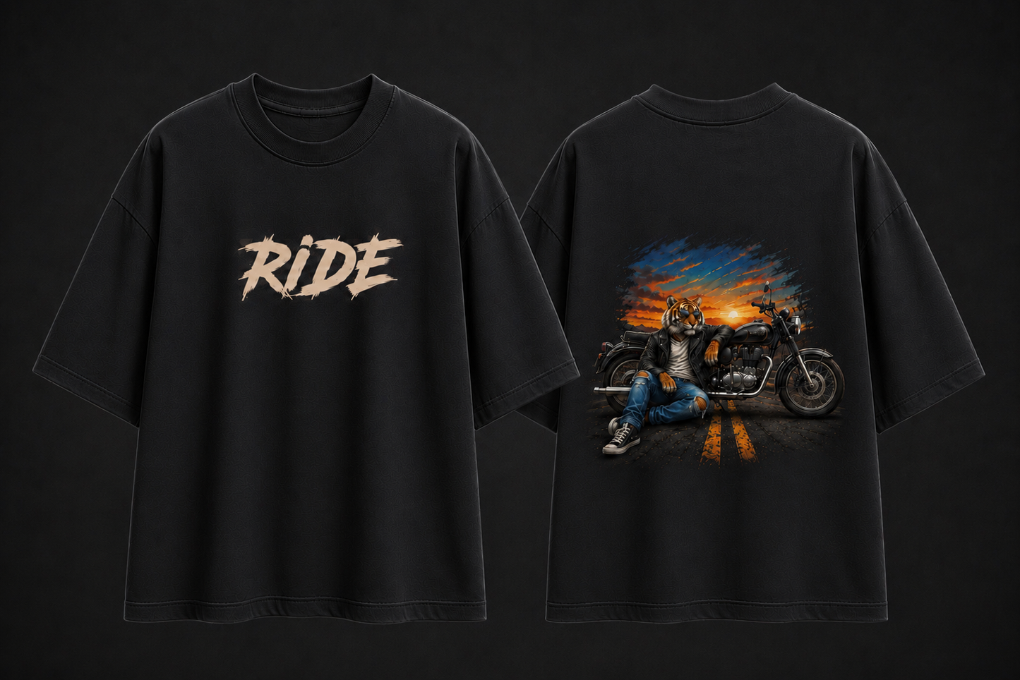 Rider Tiger Oversized Cotton T Shirt