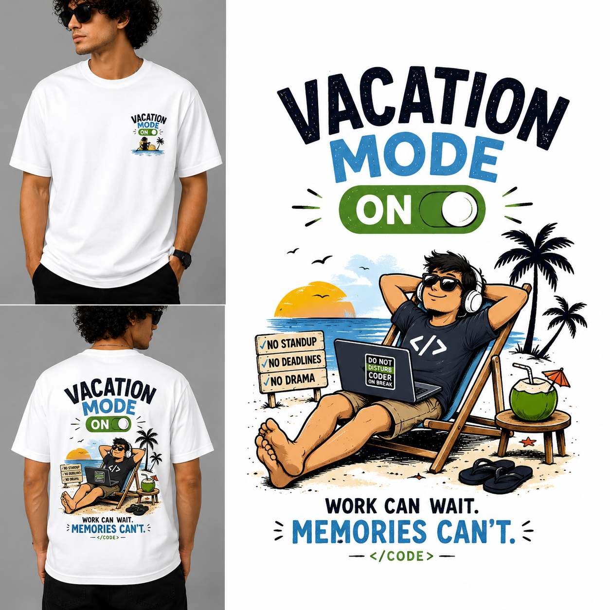 Vacation Mode Oversized Cotton T-Shirt